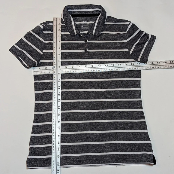 Nike Woman's Dri - Fit Golf Short Sleeve T Shirt Polo Heather Grey Striped Small - Picture 3 of 8